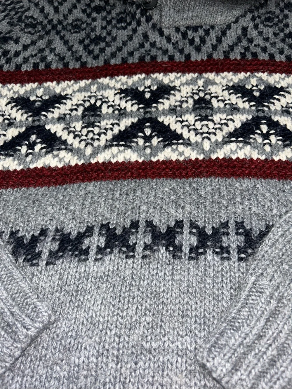 L’Uomo Made in Italy Men’s Fair Isle Shawl Collar Wool Blend Sweater Size Large